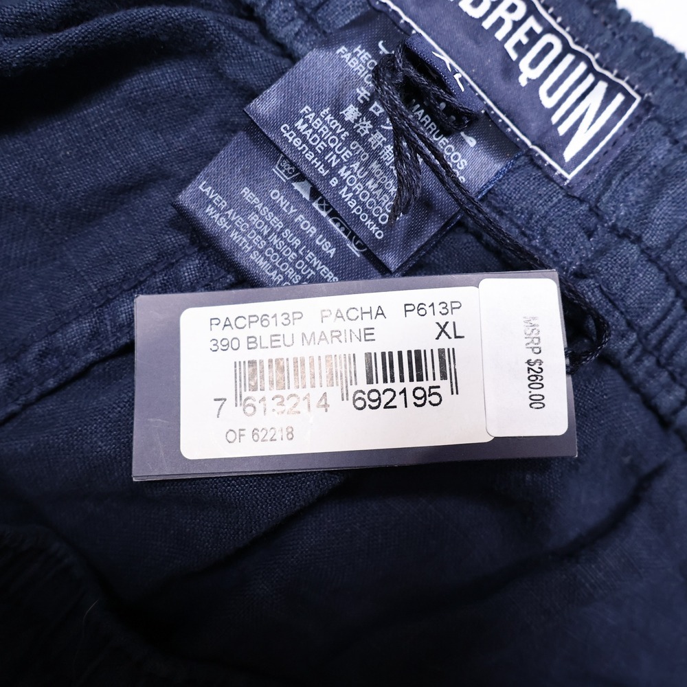 NWT VILEBREQUIN Men's XL Navy Blue Pacha Linen Relaxed Casual Drawstring Pants - Picture 4 of 10